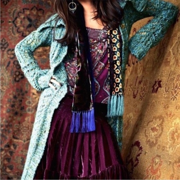 Free People Teal Long Knit Cardigan - Picture 2 of 9